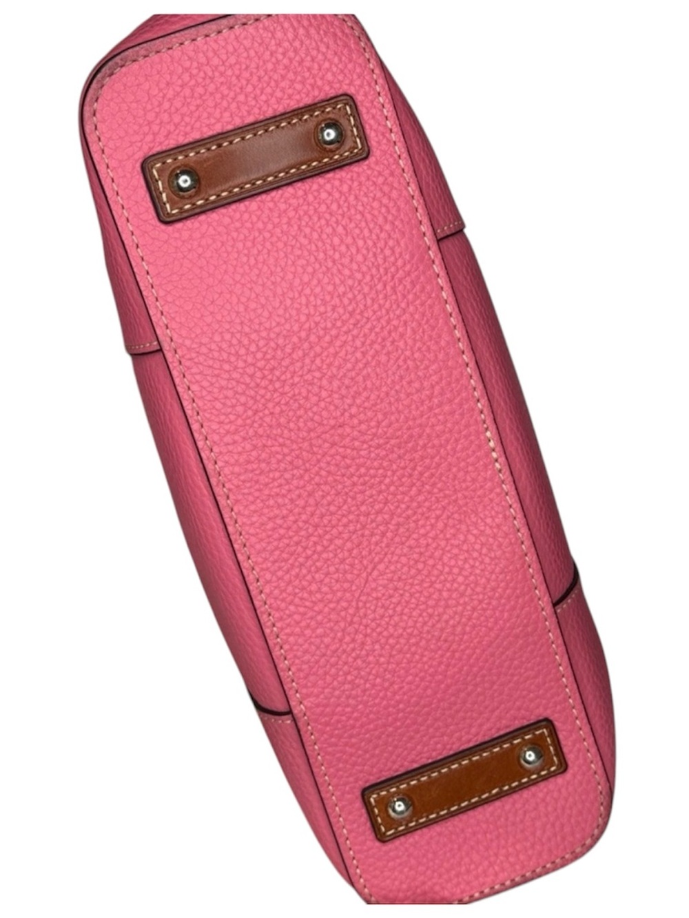 Dooney & Bourke Pink Pebble Leather Tote with Brown Straps and Logo Plaque - Picture 8 of 14